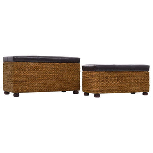 Set 2 Cassapanche Pouf in Giunco Marrone
