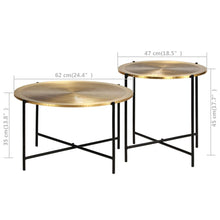 Charger l&#39;image dans la galerie, Set 2 Tavolini in MDF Rivestimento in Ottone