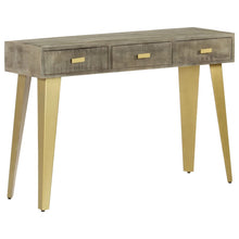 Laden Sie das Bild in den Galerie-Viewer, Tavolo Consolle Massello di Mango Grigio e Ottone 110x35x76 cm