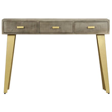 Laden Sie das Bild in den Galerie-Viewer, Tavolo Consolle Massello di Mango Grigio e Ottone 110x35x76 cm