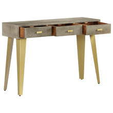 Laden Sie das Bild in den Galerie-Viewer, Tavolo Consolle Massello di Mango Grigio e Ottone 110x35x76 cm