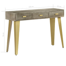 Laden Sie das Bild in den Galerie-Viewer, Tavolo Consolle Massello di Mango Grigio e Ottone 110x35x76 cm