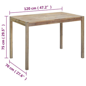 Tavolo da Pranzo 120x70x75 cm in Legno Massello di Acacia