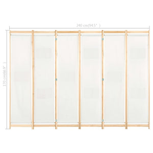 Divisorio a 6 Pannelli 240x170x4 cm in Tessuto Crema
