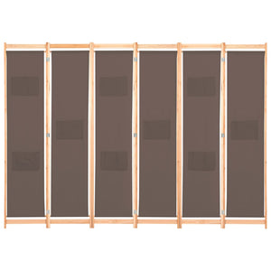 Divisorio a 6 Pannelli Marrone 240x170x4 cm in Tessuto