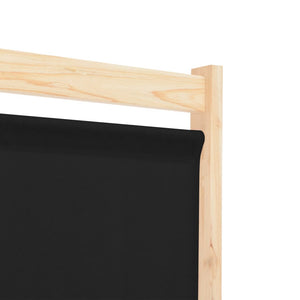 Separè 5 Pannelli Nero 200x170x4 cm in Tessuto e legno