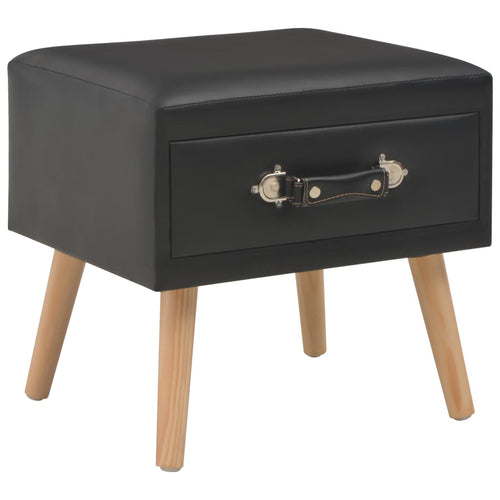 Pouf Nero con Cassetto 40x35x40 cm in Ecopelle