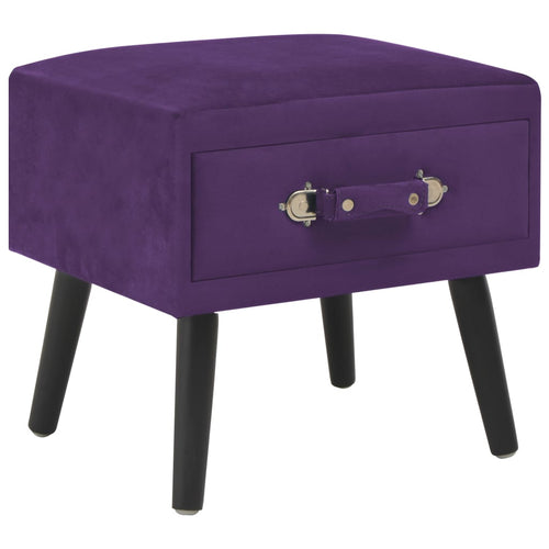 Pouf Viola Scuro con Cassetto 40x35x40 cm in Velluto