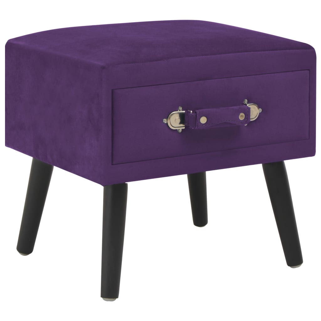 Pouf Viola Scuro con Cassetto 40x35x40 cm in Velluto