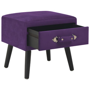 Pouf Viola Scuro con Cassetto 40x35x40 cm in Velluto