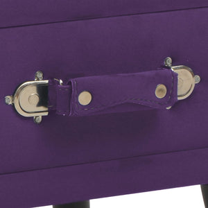 Pouf Viola Scuro con Cassetto 40x35x40 cm in Velluto