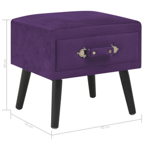 Pouf Viola Scuro con Cassetto 40x35x40 cm in Velluto