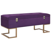 Load image into Gallery viewer, Panca Pouf con Vano Portaoggetti 105 cm Viola in Velluto