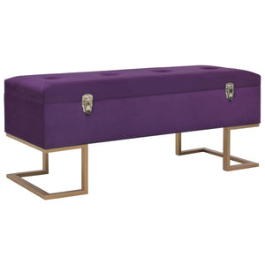 Panca Pouf con Vano Portaoggetti 105 cm Viola in Velluto