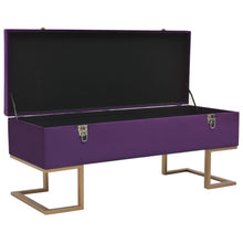 Load image into Gallery viewer, Panca Pouf con Vano Portaoggetti 105 cm Viola in Velluto