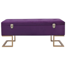 Load image into Gallery viewer, Panca Pouf con Vano Portaoggetti 105 cm Viola in Velluto