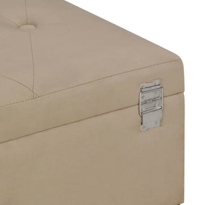 Panca Pouf con Vano Contenitore 105 cm Beige in Velluto