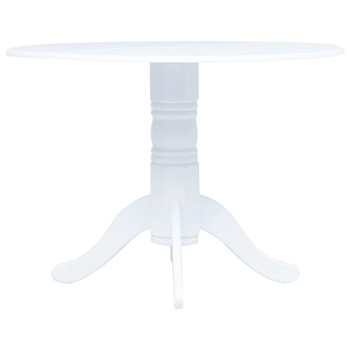 Tavolo da Pranzo Bianco 106 cm in Legno Massello di Hevea