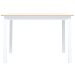 Tavolo da Pranzo Bianco e Marrone 114x71x75cm Massello di Hevea