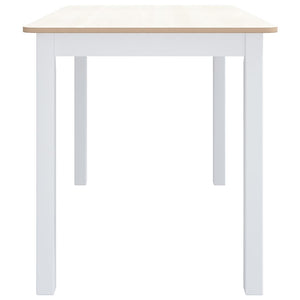 Tavolo da Pranzo Bianco e Marrone 114x71x75cm Massello di Hevea