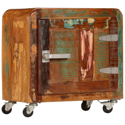 Mobiletto Vintage con Ruote 50x30x50 cm Legno Massello di Recupero