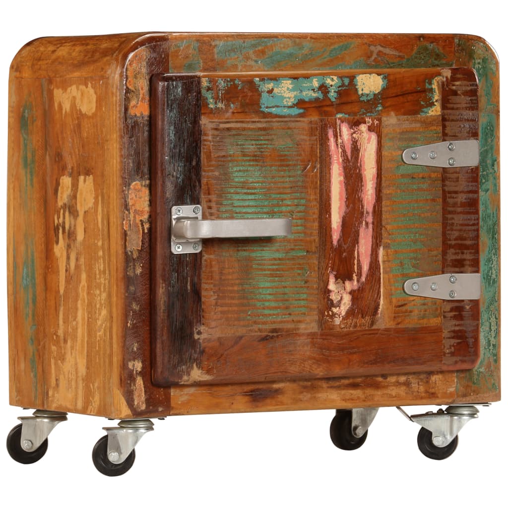 Mobiletto Vintage con Ruote 50x30x50 cm Legno Massello di Recupero