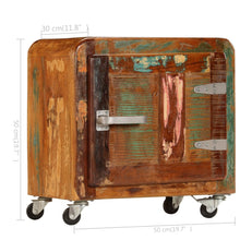 Laden Sie das Bild in den Galerie-Viewer, Mobiletto Vintage con Ruote 50x30x50 cm Legno Massello di Recupero