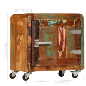 Mobiletto Vintage con Ruote 50x30x50 cm Legno Massello di Recupero