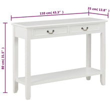 Load image into Gallery viewer, Tavolo Consolle Bianco 110x35x80 cm in Legno