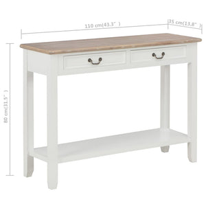 Tavolo Consolle Bianco 110x35x80 cm in Legno