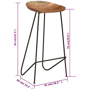 Sgabelli da Bar 2 pz in Legno Massello di Acacia