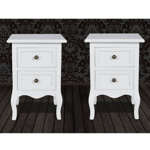 Comodini 2 pz con 2 Cassetti in MDF Bianchi