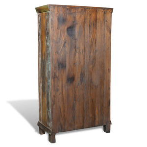 Libreria Multicolore in Legno Riciclato con 3 Scaffali e 2 Ante