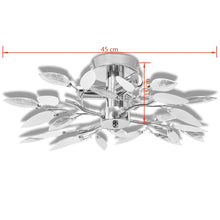 Load image into Gallery viewer, Lampada da Soffitto Foglie Bianco e Acrilico Trasparente 3xE14