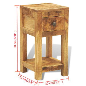 Comodino con 1 Cassetto in Legno Massello di Mango