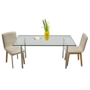 Sedie da Pranzo 2pz Beige in Tessuto e Legno Massello di Rovere