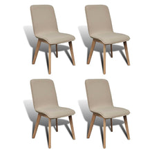 Load image into Gallery viewer, Sedie Pranzo 4 pz Beige in Tessuto e Legno Massello di Rovere