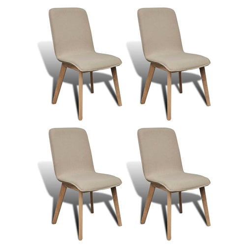 Sedie Pranzo 4 pz Beige in Tessuto e Legno Massello di Rovere