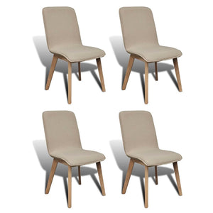 Sedie Pranzo 4 pz Beige in Tessuto e Legno Massello di Rovere