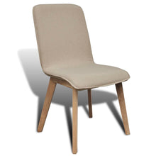 Load image into Gallery viewer, Sedie Pranzo 4 pz Beige in Tessuto e Legno Massello di Rovere