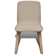 Load image into Gallery viewer, Sedie Pranzo 4 pz Beige in Tessuto e Legno Massello di Rovere