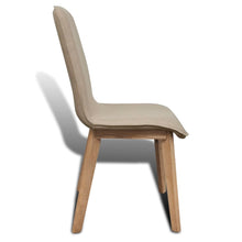 Load image into Gallery viewer, Sedie Pranzo 4 pz Beige in Tessuto e Legno Massello di Rovere