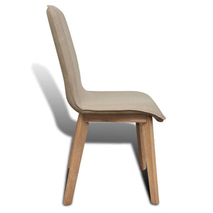 Sedie Pranzo 4 pz Beige in Tessuto e Legno Massello di Rovere