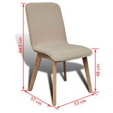 Load image into Gallery viewer, Sedie Pranzo 4 pz Beige in Tessuto e Legno Massello di Rovere