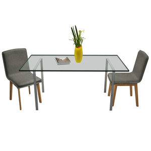 Sedie da Pranzo 2 pz Grigio Chiaro Tessuto e Massello di Rovere