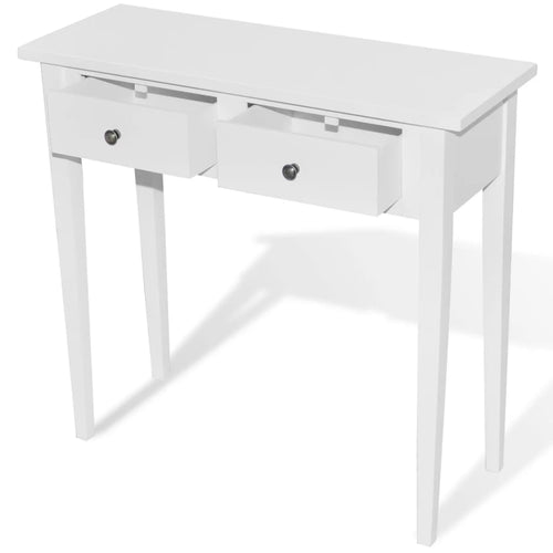 Tavolo Consolle 2 Cassetti Bianco 79x30x74 cm