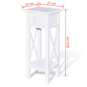 Tavolino Laterale con Cassetto Bianco