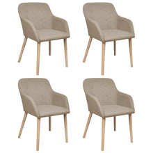 Load image into Gallery viewer, Sedie Pranzo 4 pz Beige in Tessuto e Legno Massello di Rovere