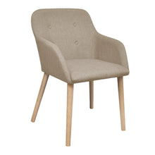 Load image into Gallery viewer, Sedie Pranzo 4 pz Beige in Tessuto e Legno Massello di Rovere