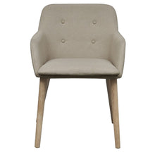 Load image into Gallery viewer, Sedie Pranzo 4 pz Beige in Tessuto e Legno Massello di Rovere